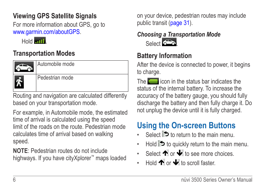 Using the on-screen buttons | Garmin nuvi 3590LT User Manual | Page 12 / 88