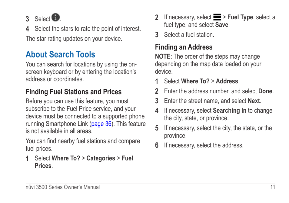 About search tools | Garmin nuvi 3590LT User Manual | Page 17 / 88