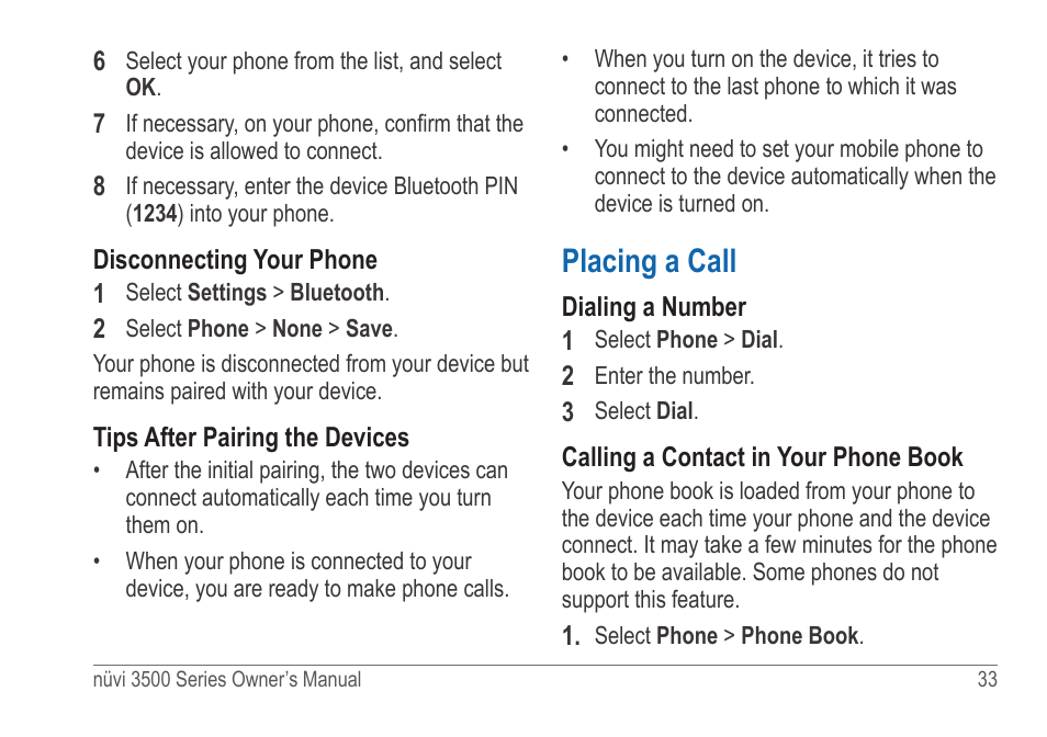 Placing a call | Garmin nuvi 3590LT User Manual | Page 39 / 88
