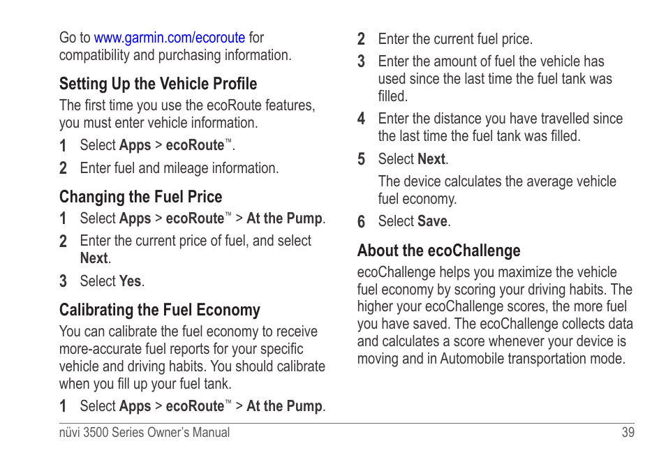 Fuel economy | Garmin nuvi 3590LT User Manual | Page 45 / 88