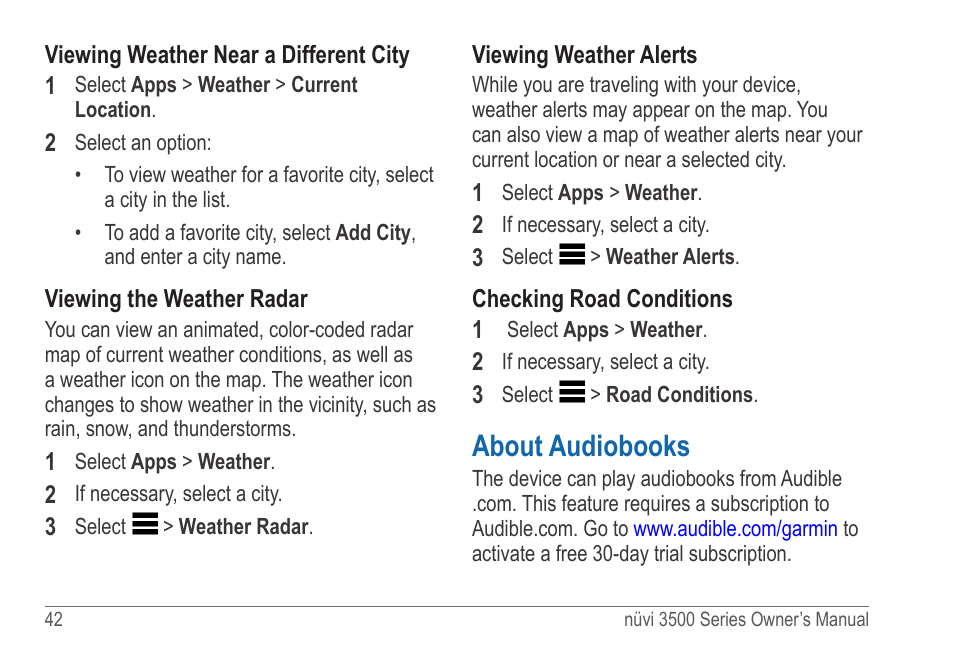 About audiobooks | Garmin nuvi 3590LT User Manual | Page 48 / 88