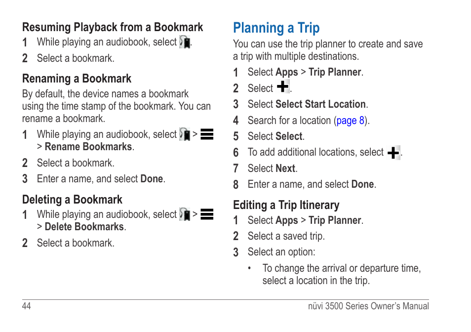 Planning a trip | Garmin nuvi 3590LT User Manual | Page 50 / 88
