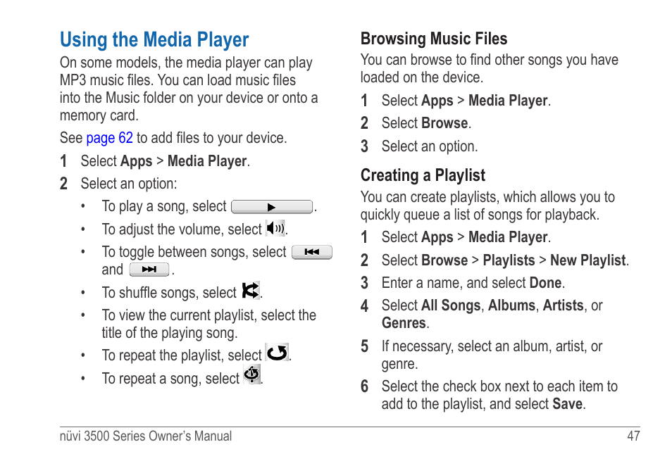 Using the media player | Garmin nuvi 3590LT User Manual | Page 53 / 88