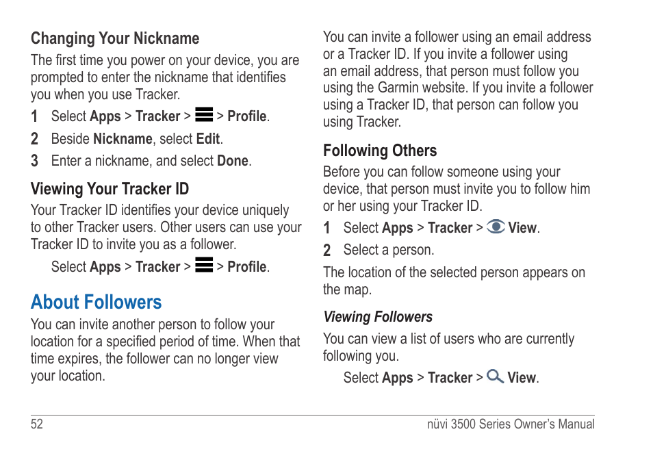 About followers | Garmin nuvi 3590LT User Manual | Page 58 / 88