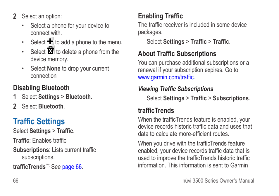 Traffic settings | Garmin nuvi 3590LT User Manual | Page 72 / 88