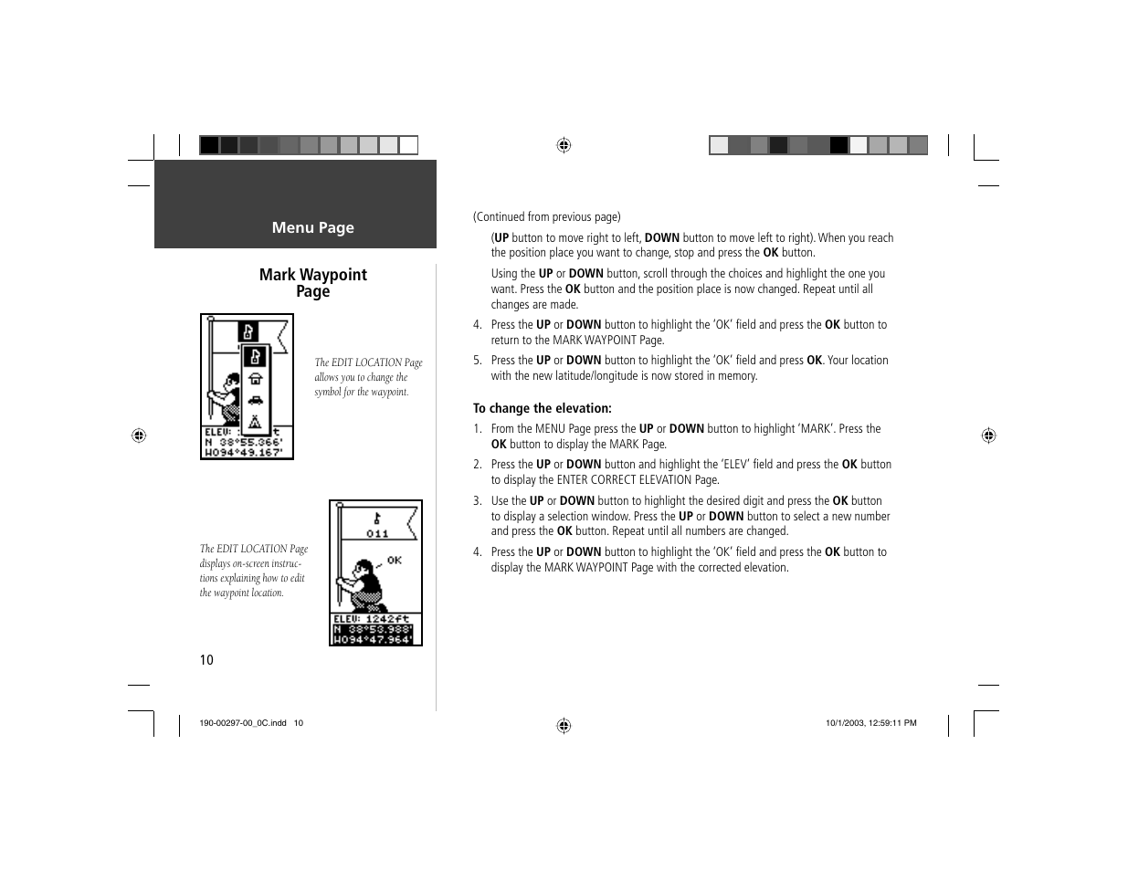 Mark waypoint page | Garmin Geko 101 User Manual | Page 16 / 32