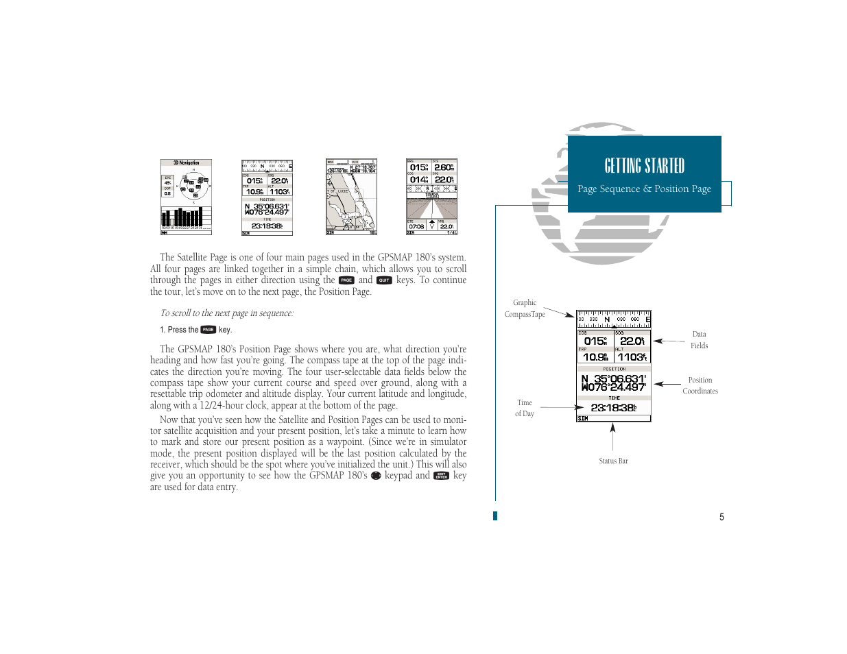 Getting started | Garmin GPSMAP 180 User Manual | Page 17 / 96
