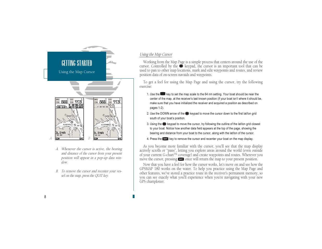Getting started | Garmin GPSMAP 180 User Manual | Page 20 / 96