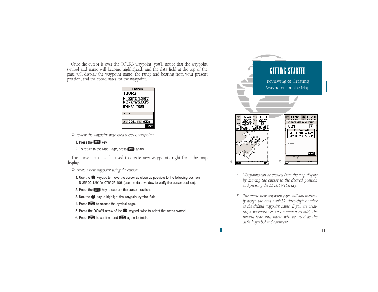 Getting started | Garmin GPSMAP 180 User Manual | Page 23 / 96