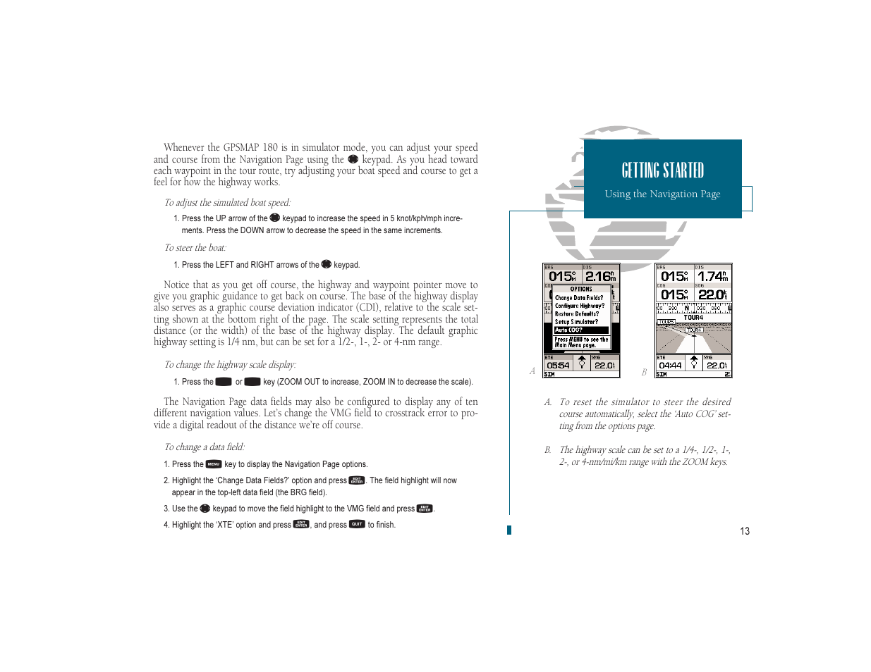 Getting started | Garmin GPSMAP 180 User Manual | Page 25 / 96