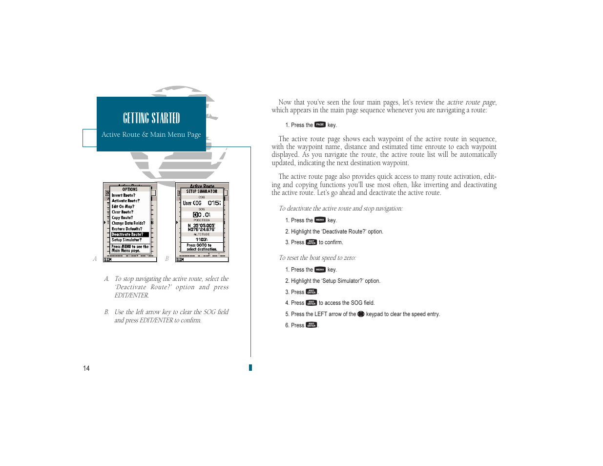 Getting started | Garmin GPSMAP 180 User Manual | Page 26 / 96