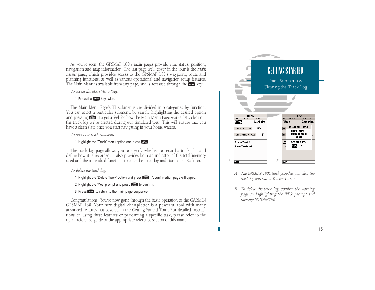 Getting started | Garmin GPSMAP 180 User Manual | Page 27 / 96