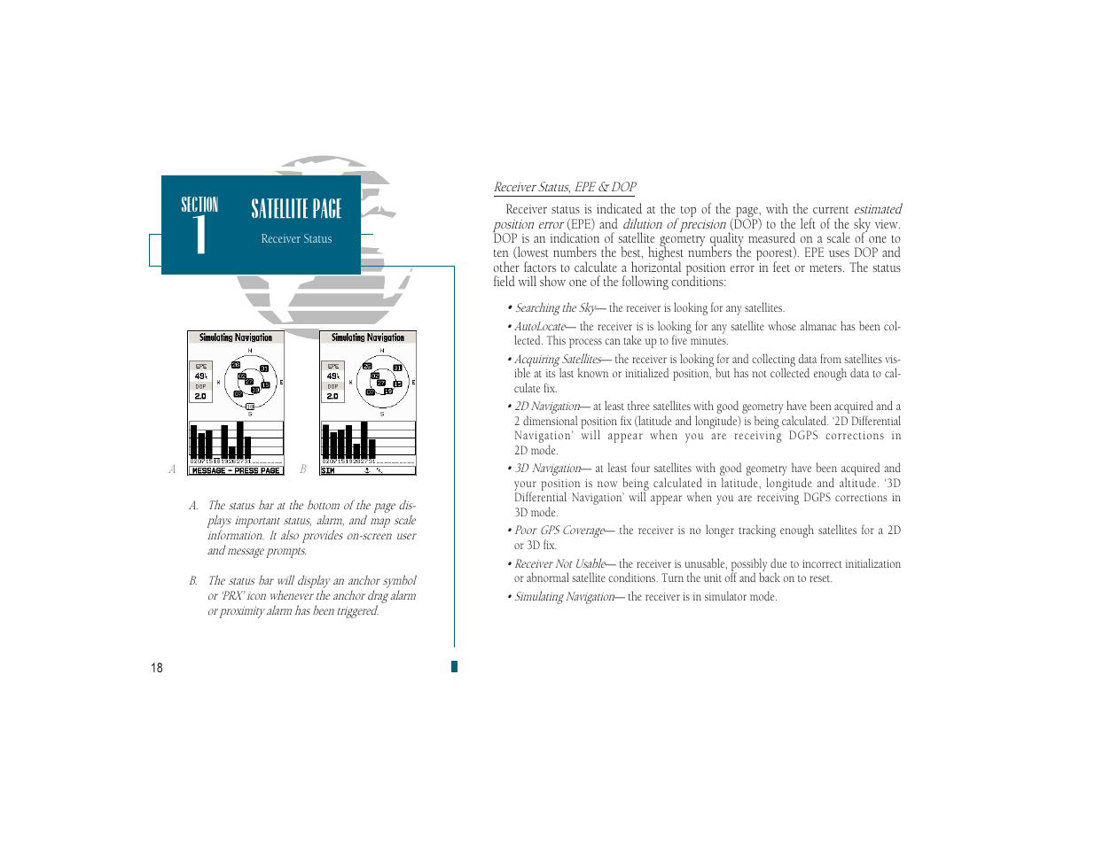 Satellite page | Garmin GPSMAP 180 User Manual | Page 30 / 96