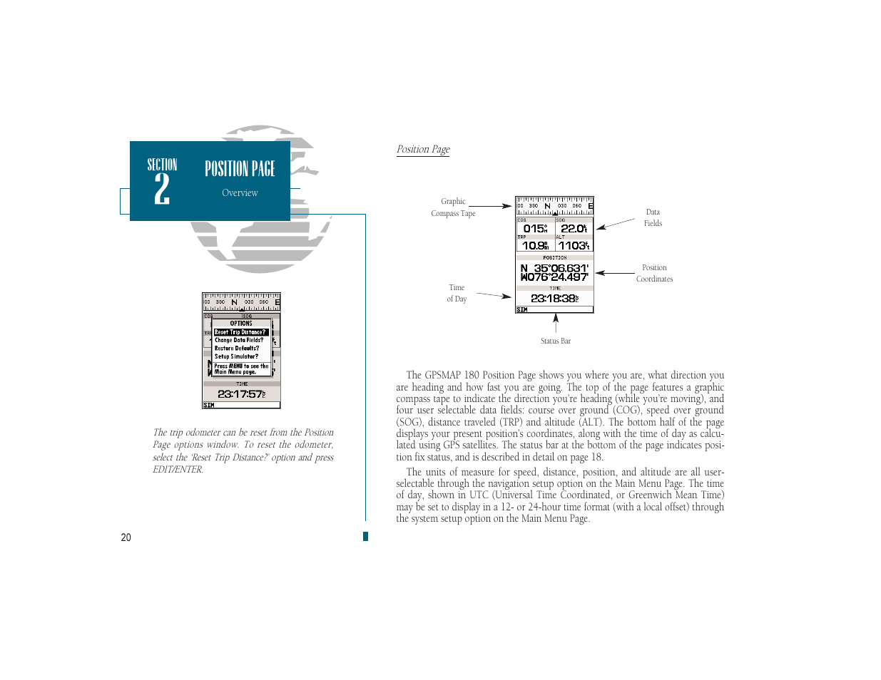 Position page | Garmin GPSMAP 180 User Manual | Page 32 / 96