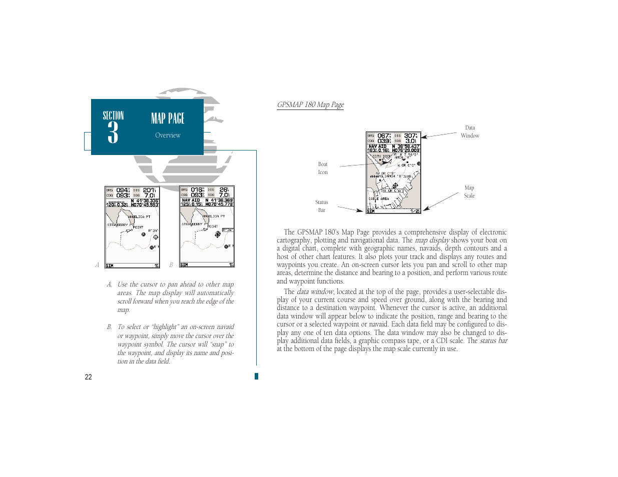 Map page | Garmin GPSMAP 180 User Manual | Page 34 / 96