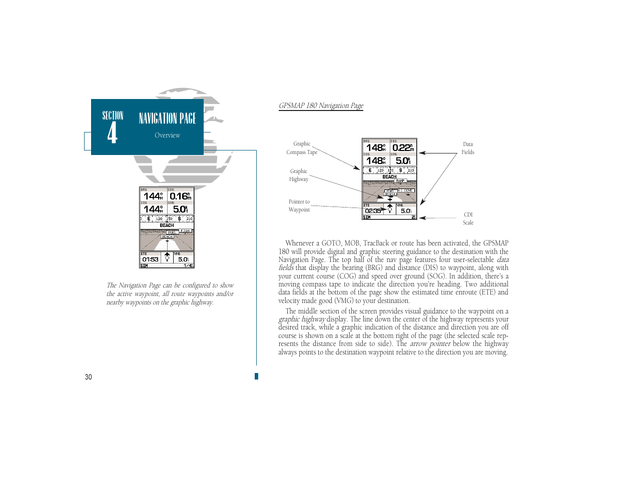 Navigation page | Garmin GPSMAP 180 User Manual | Page 42 / 96