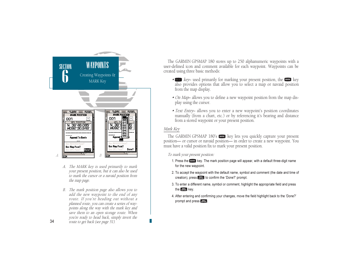 Waypoints | Garmin GPSMAP 180 User Manual | Page 46 / 96