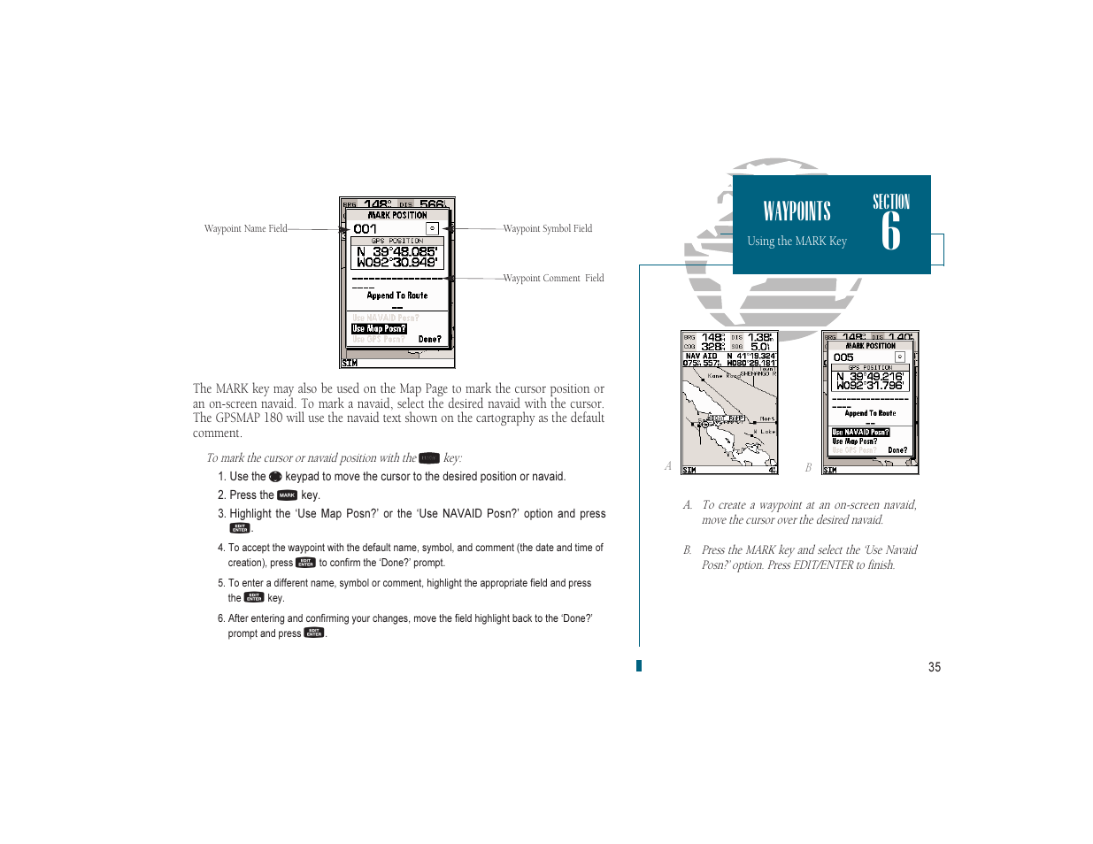 Waypoints | Garmin GPSMAP 180 User Manual | Page 47 / 96