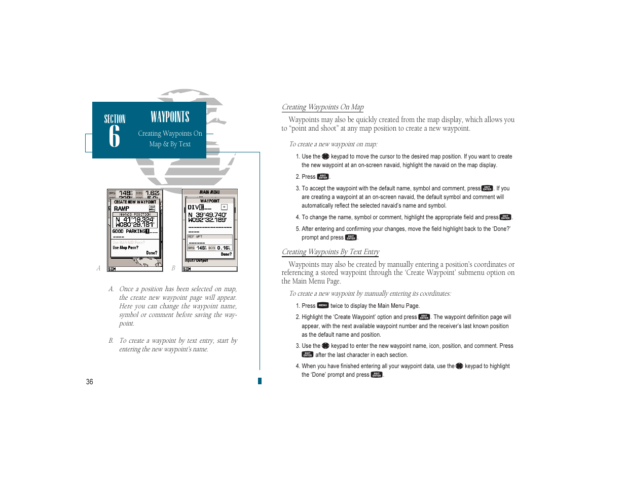 Waypoints | Garmin GPSMAP 180 User Manual | Page 48 / 96