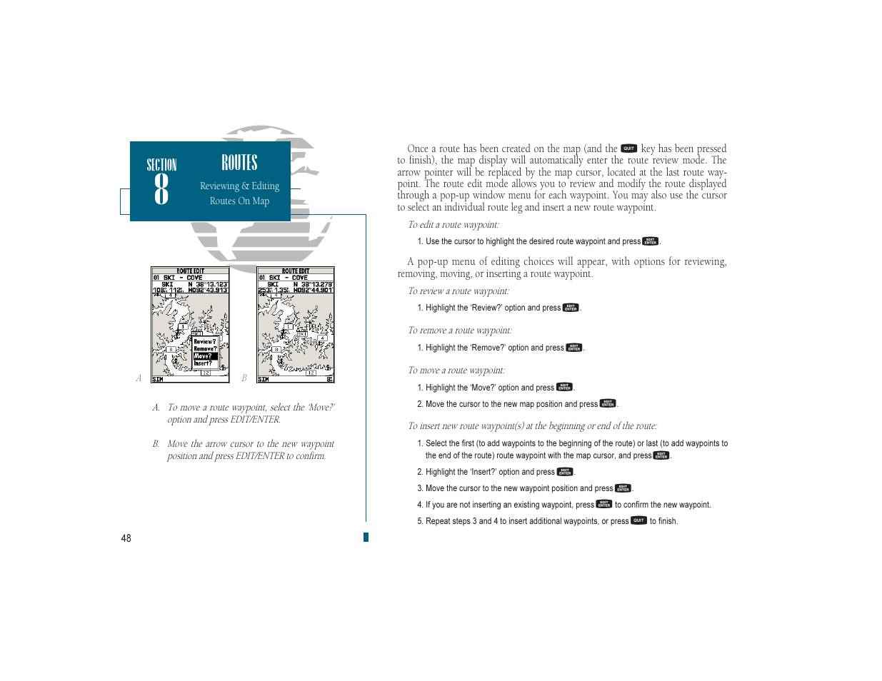 Routes | Garmin GPSMAP 180 User Manual | Page 60 / 96