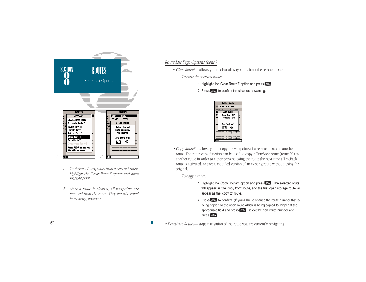 Routes | Garmin GPSMAP 180 User Manual | Page 64 / 96