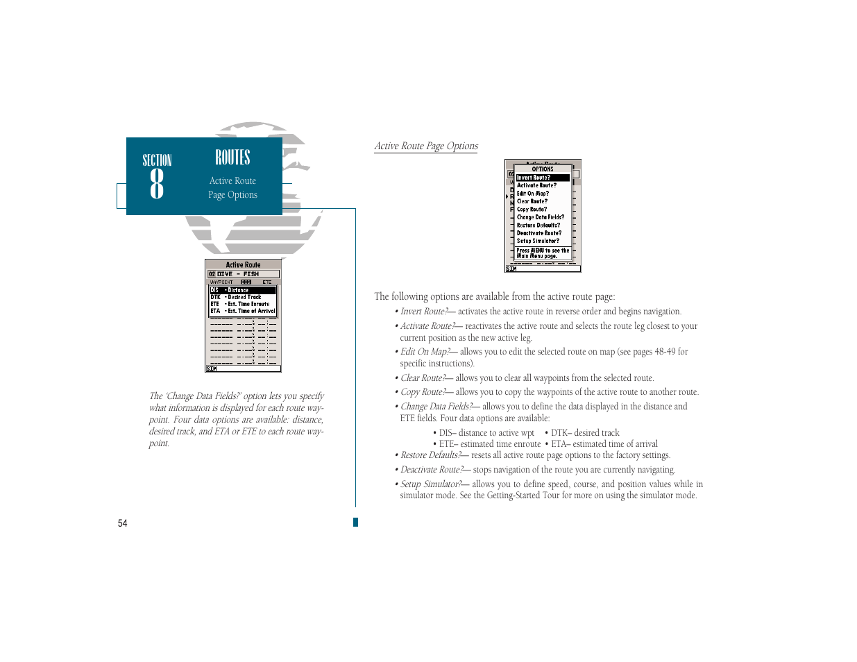 Routes | Garmin GPSMAP 180 User Manual | Page 66 / 96