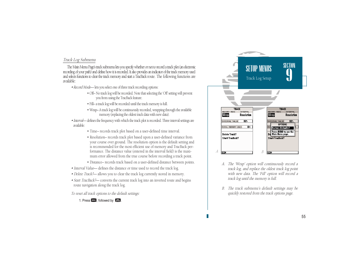 Setup menus | Garmin GPSMAP 180 User Manual | Page 67 / 96