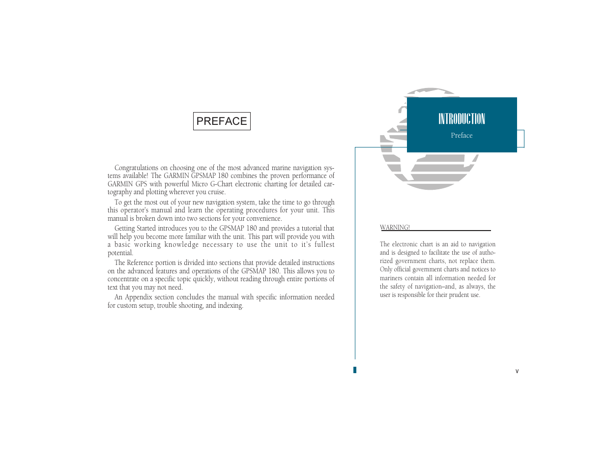 Introduction, Preface | Garmin GPSMAP 180 User Manual | Page 7 / 96