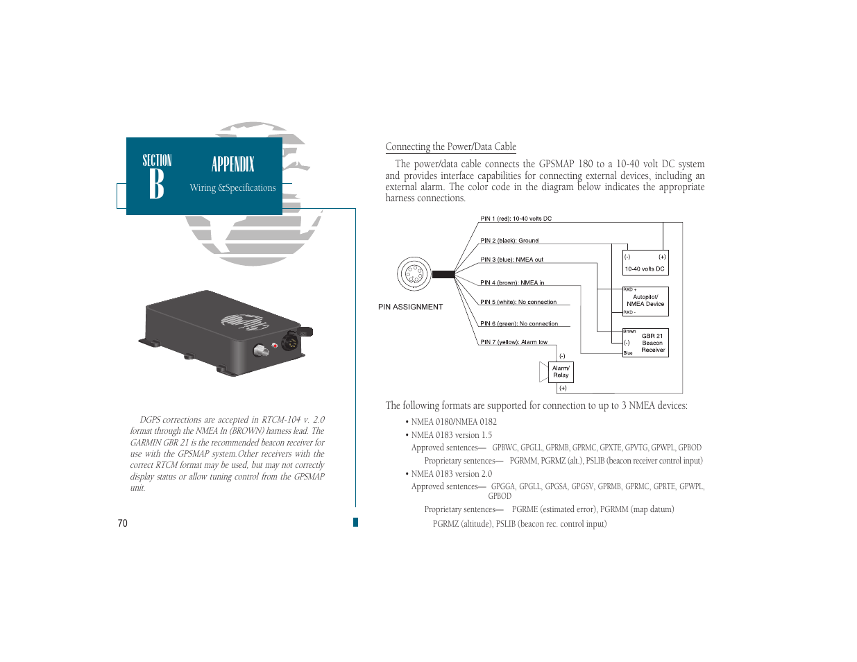 Appendix | Garmin GPSMAP 180 User Manual | Page 82 / 96