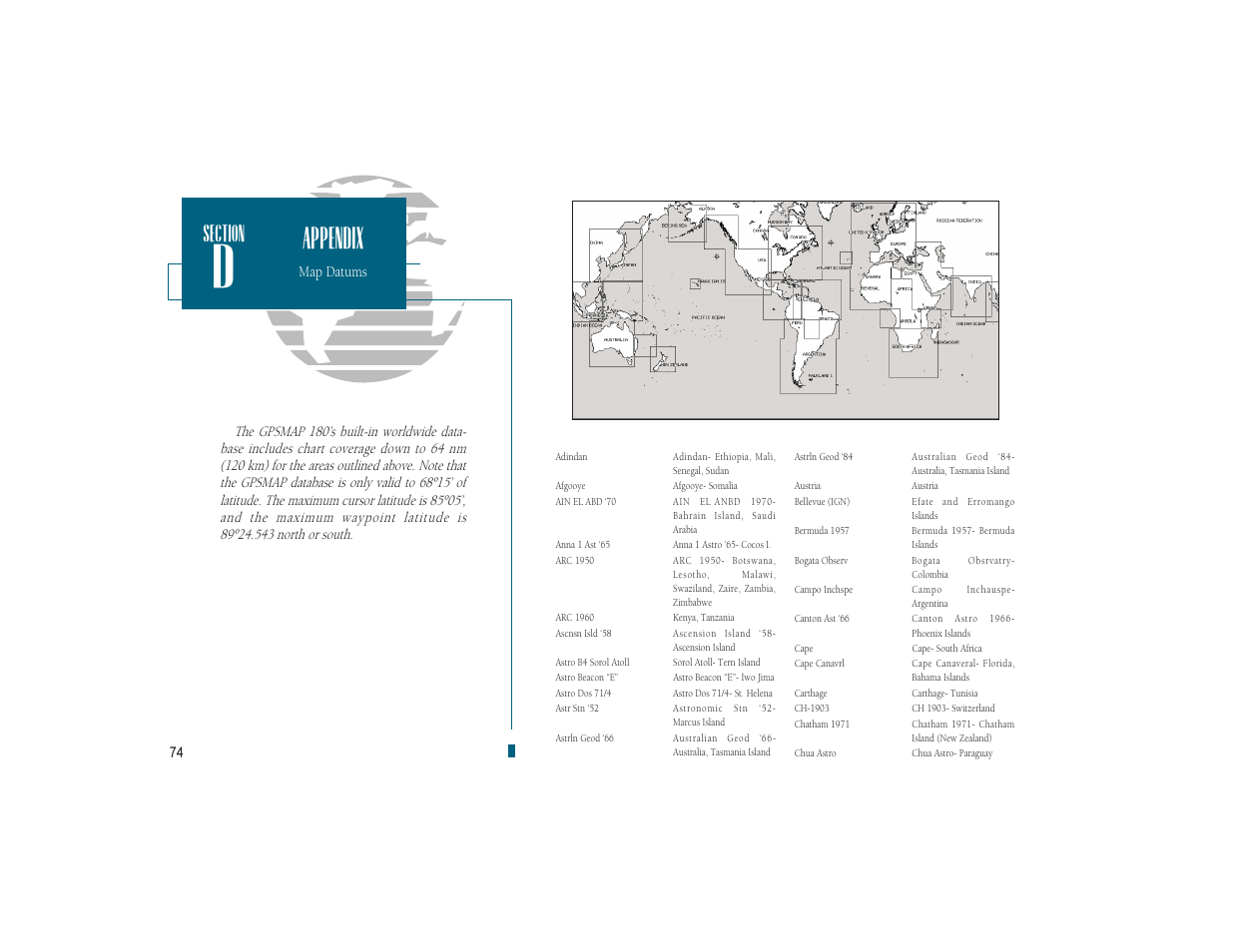 Appendix | Garmin GPSMAP 180 User Manual | Page 86 / 96