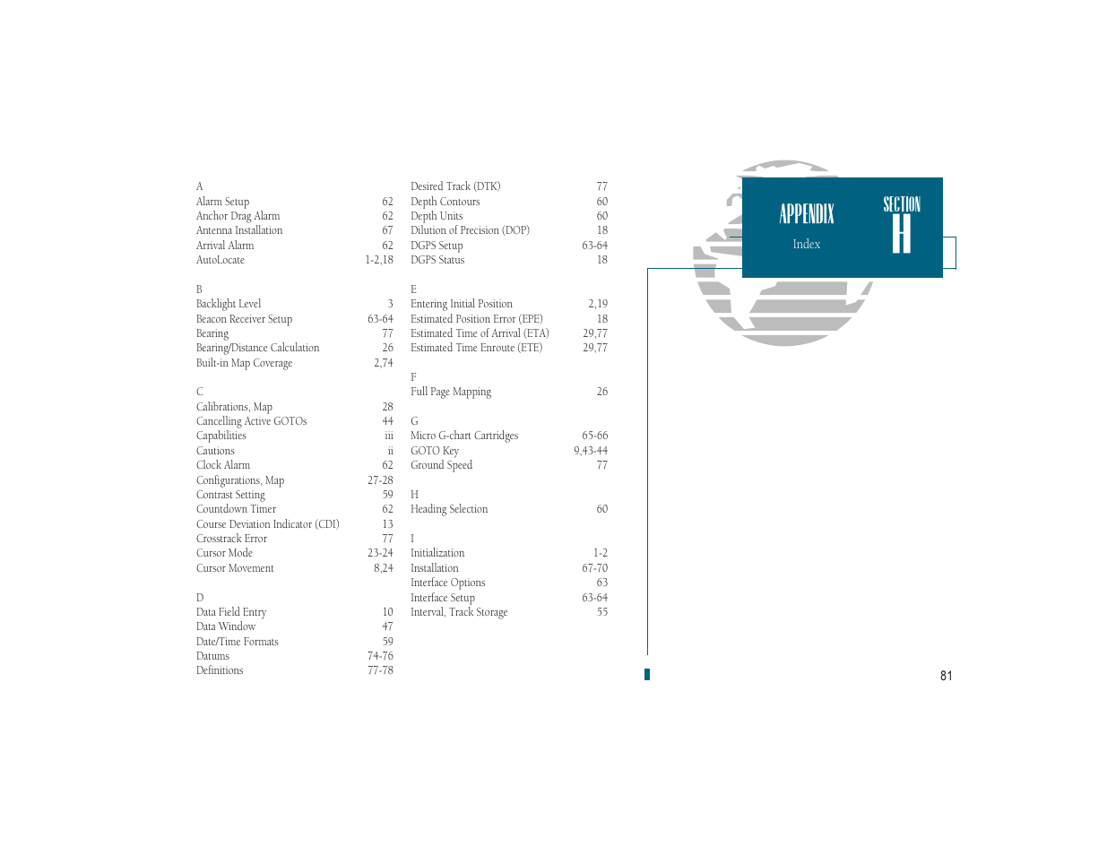 Appendix | Garmin GPSMAP 180 User Manual | Page 93 / 96