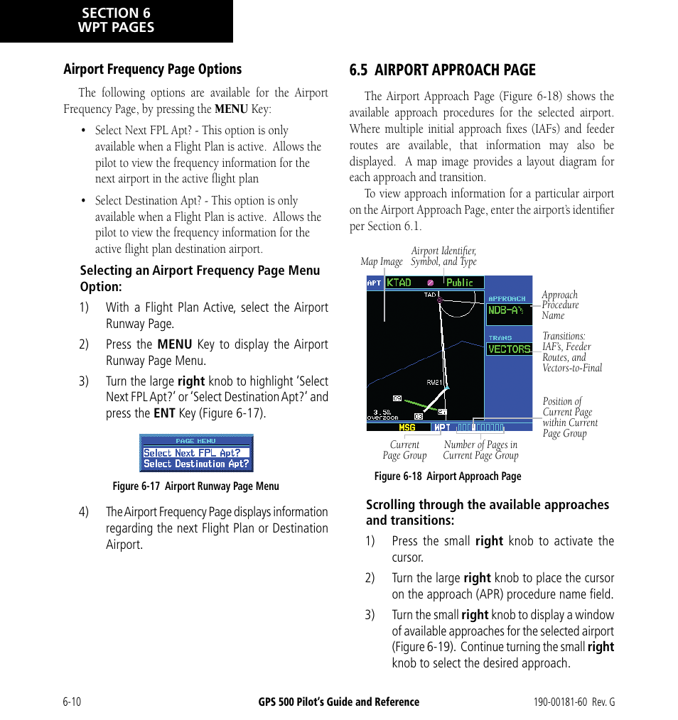 5 airport approach page | Garmin GPS 500 User Manual | Page 108 / 256