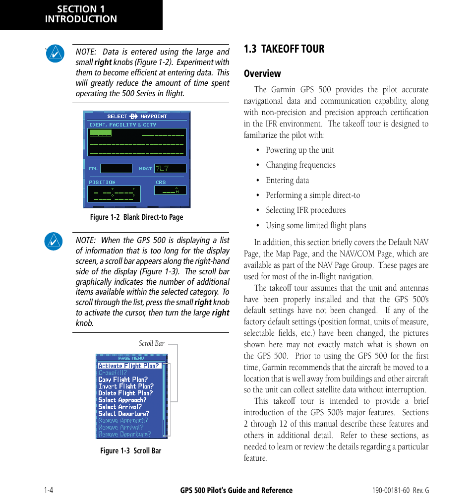 3 takeoff tour, 3 takeoff tour -4 | Garmin GPS 500 User Manual | Page 12 / 256