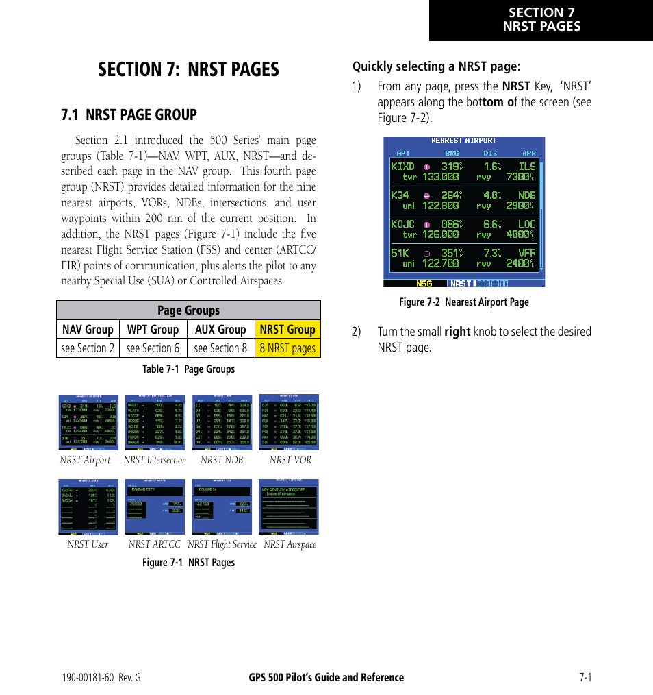 1 nrst page group | Garmin GPS 500 User Manual | Page 123 / 256