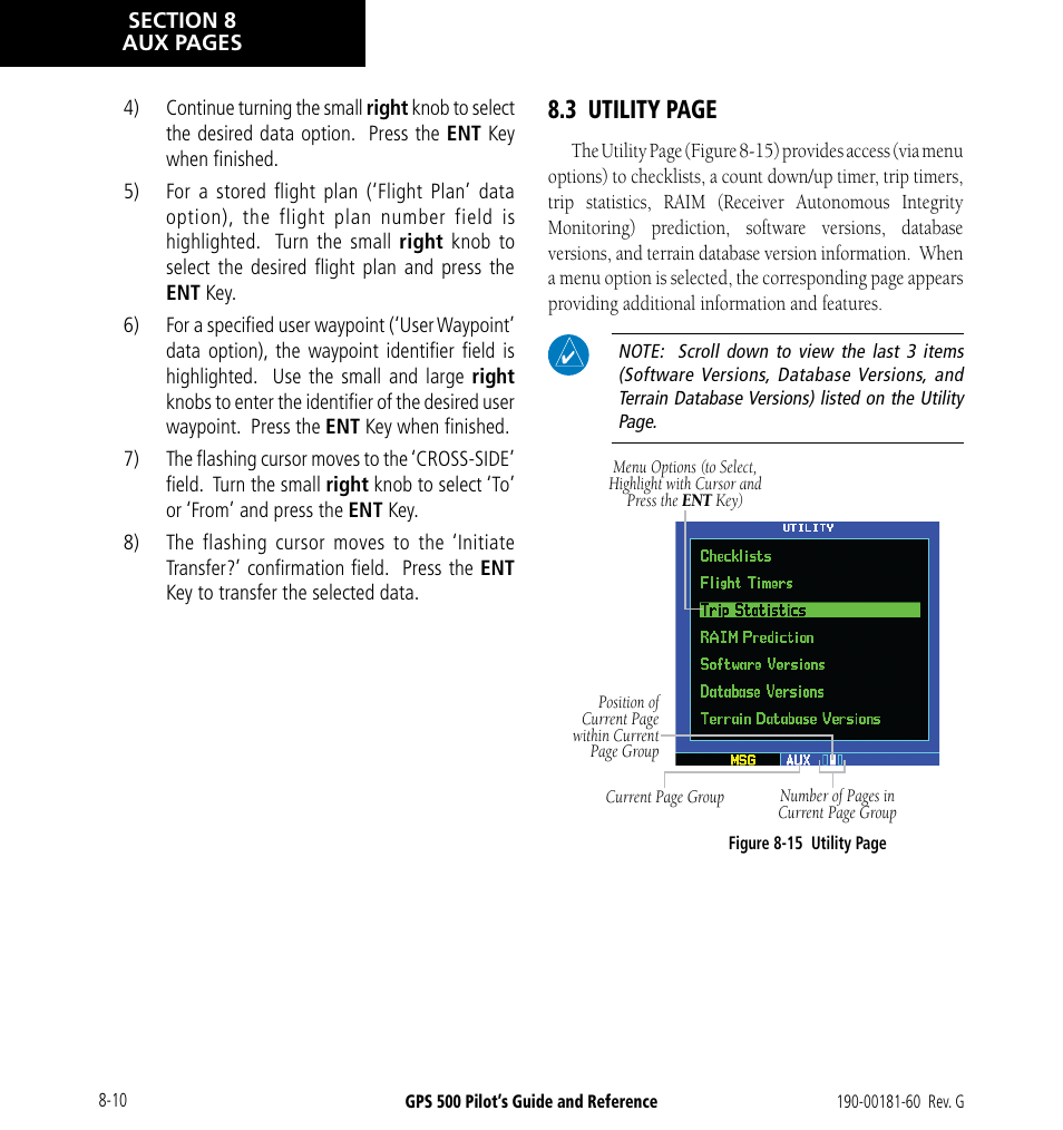 3 utility page | Garmin GPS 500 User Manual | Page 144 / 256