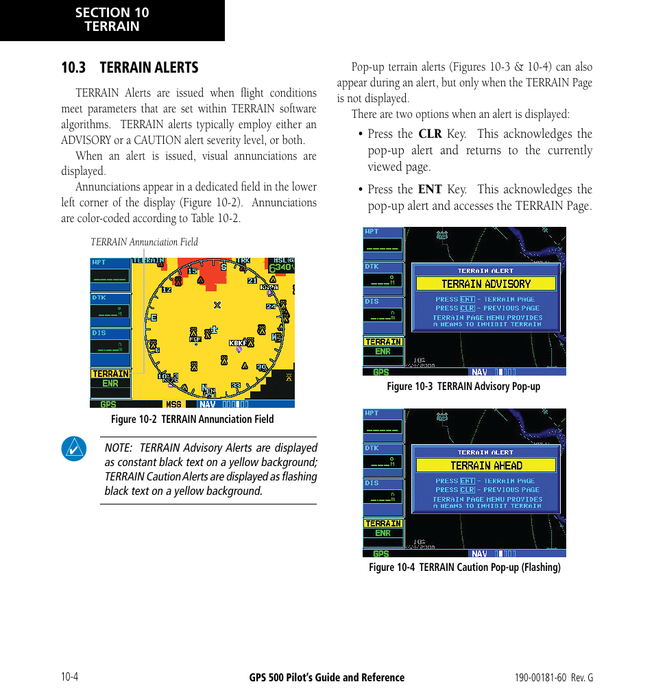 3 terrain alerts, 3 terrain alerts -4 | Garmin GPS 500 User Manual | Page 170 / 256