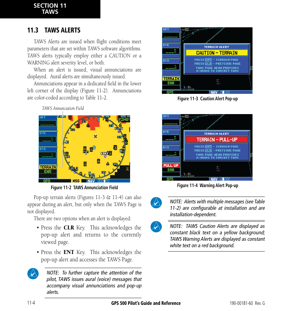 3 taws alerts, 3 taws alerts -4 | Garmin GPS 500 User Manual | Page 180 / 256