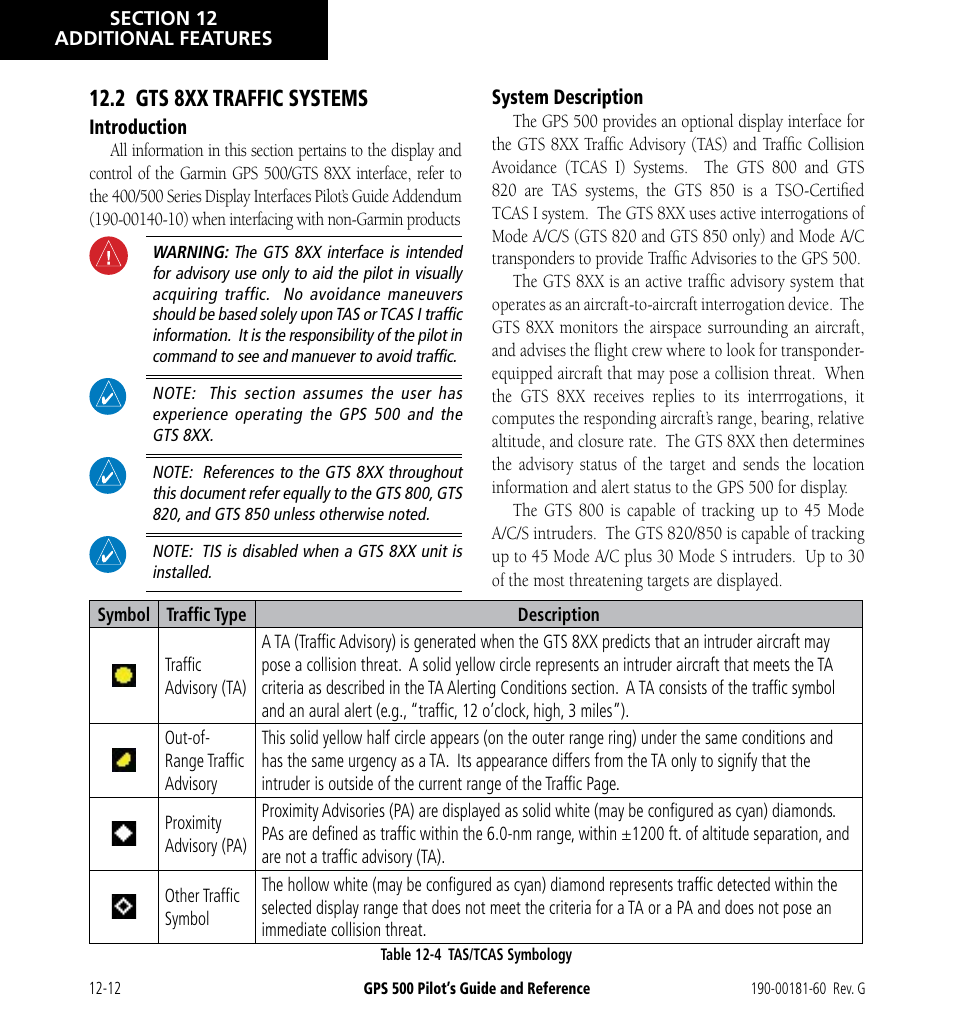 2 gts 8xx traffic systems, 3 weather data link interface -1 | Garmin GPS 500 User Manual | Page 200 / 256