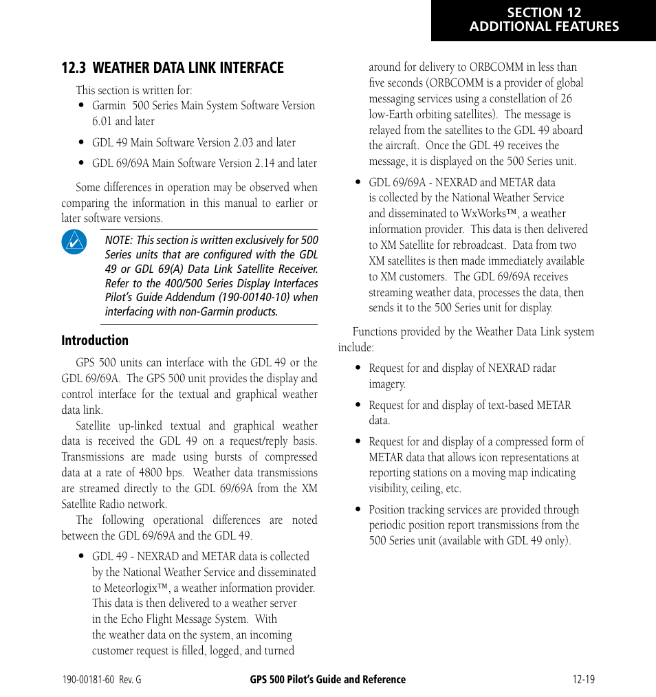 3 weather data link interface | Garmin GPS 500 User Manual | Page 207 / 256