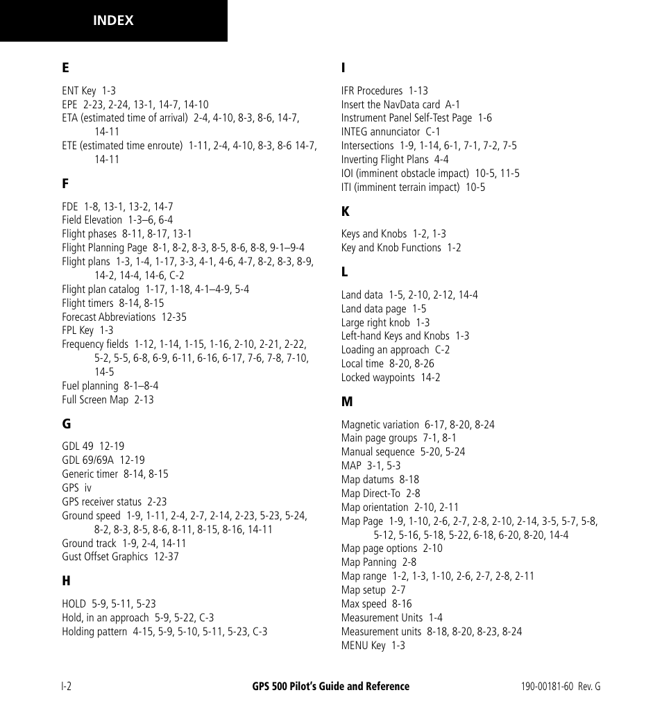 Garmin GPS 500 User Manual | Page 252 / 256