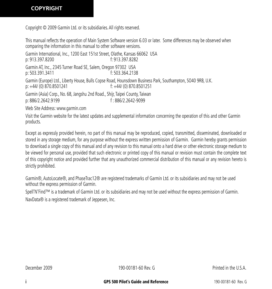 Garmin GPS 500 User Manual | Page 4 / 256