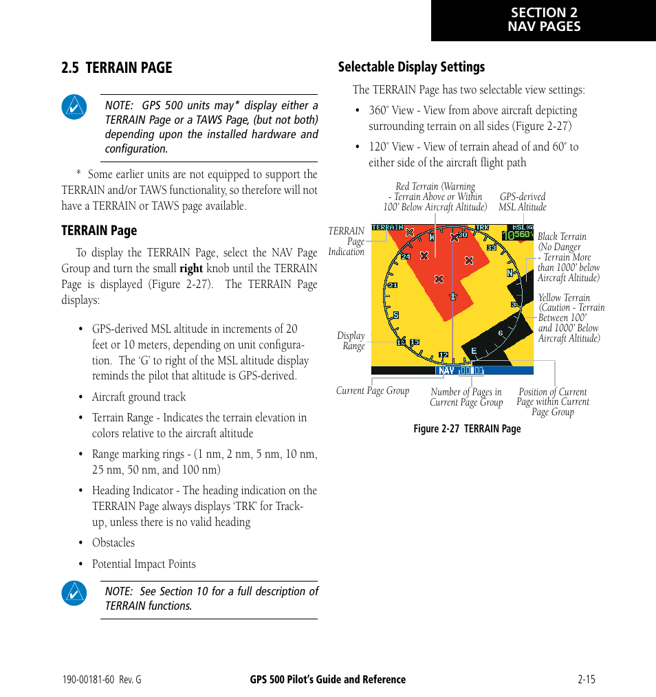 5 terrain page | Garmin GPS 500 User Manual | Page 41 / 256