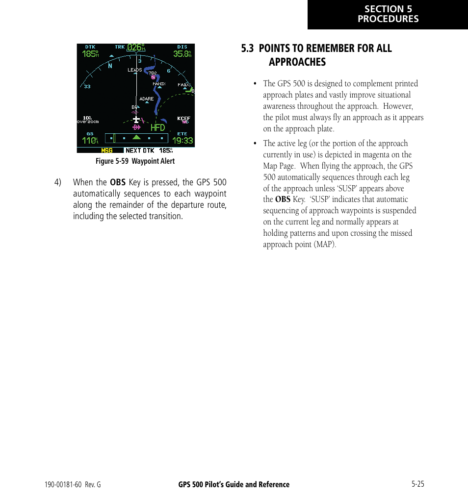 3 points to remember for all approaches, 3 points to remember for all approaches -25 | Garmin GPS 500 User Manual | Page 97 / 256