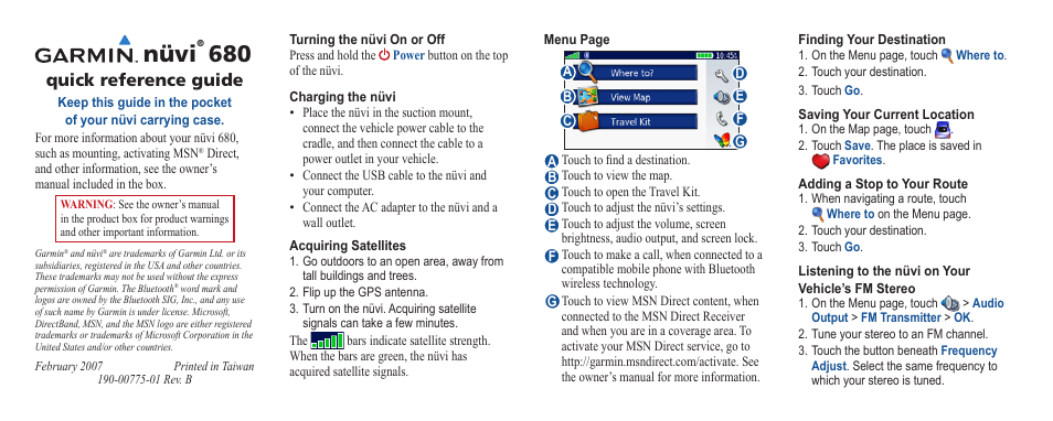 Garmin nuvi 680 User Manual | 2 pages