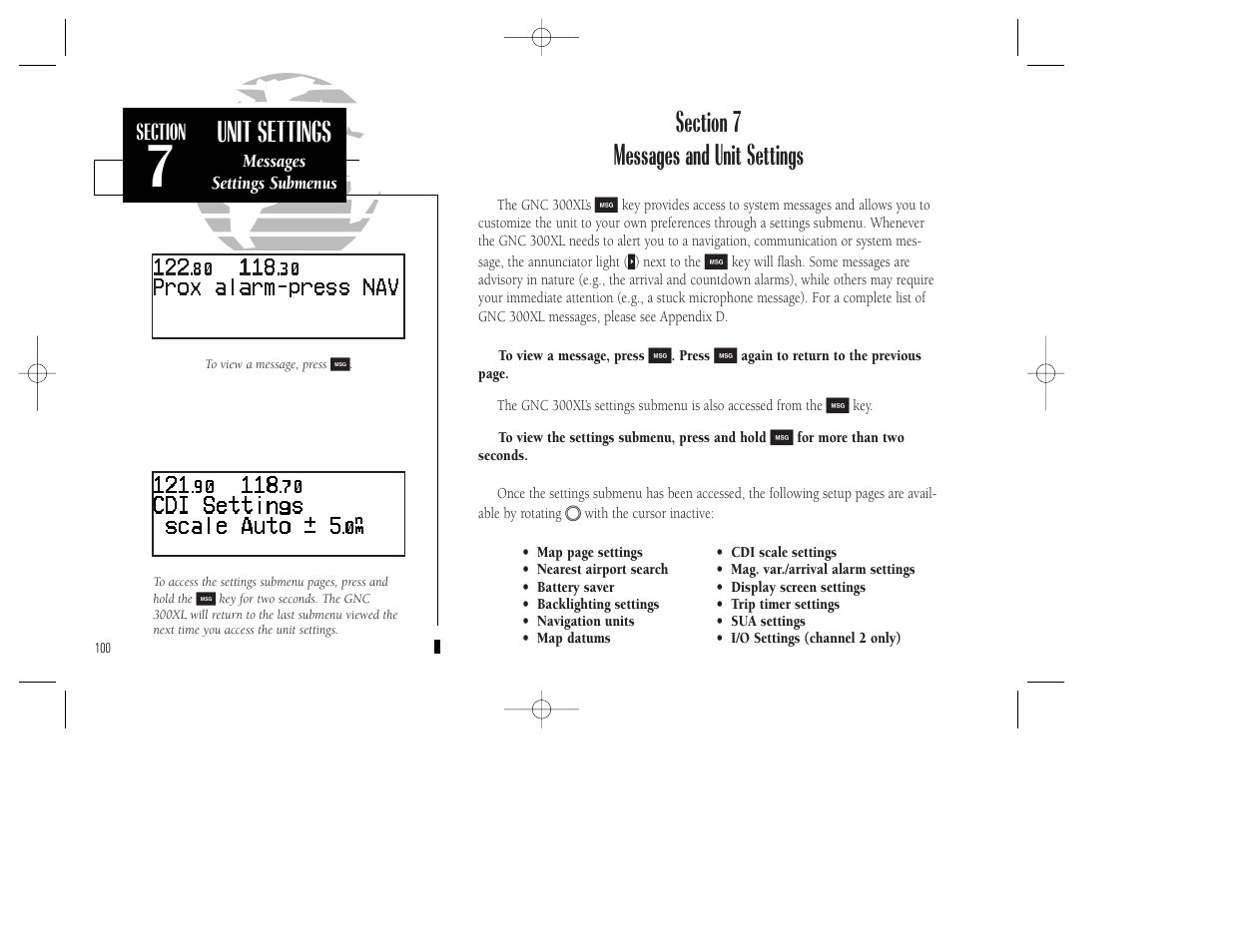 Unit settings | Garmin GNC 300XL TSO User Manual | Page 110 / 150