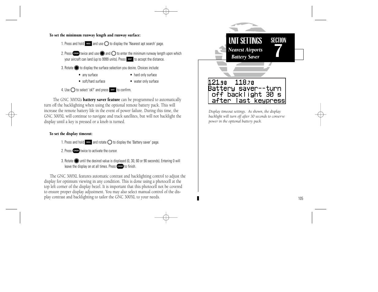 Unit settings | Garmin GNC 300XL TSO User Manual | Page 115 / 150