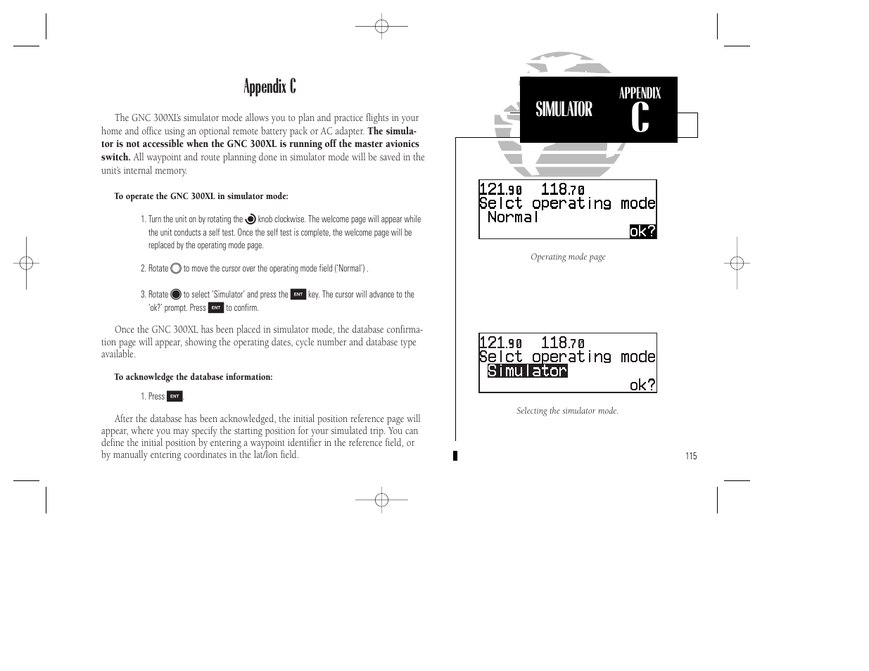 Simulator, Appendix c, Appendix | Garmin GNC 300XL TSO User Manual | Page 125 / 150