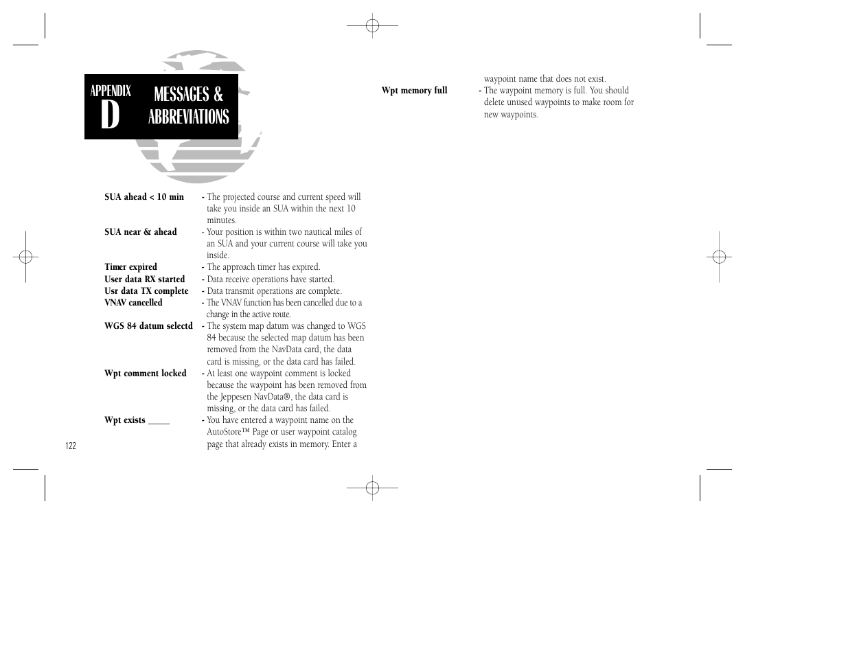 Messages & abbreviations | Garmin GNC 300XL TSO User Manual | Page 132 / 150