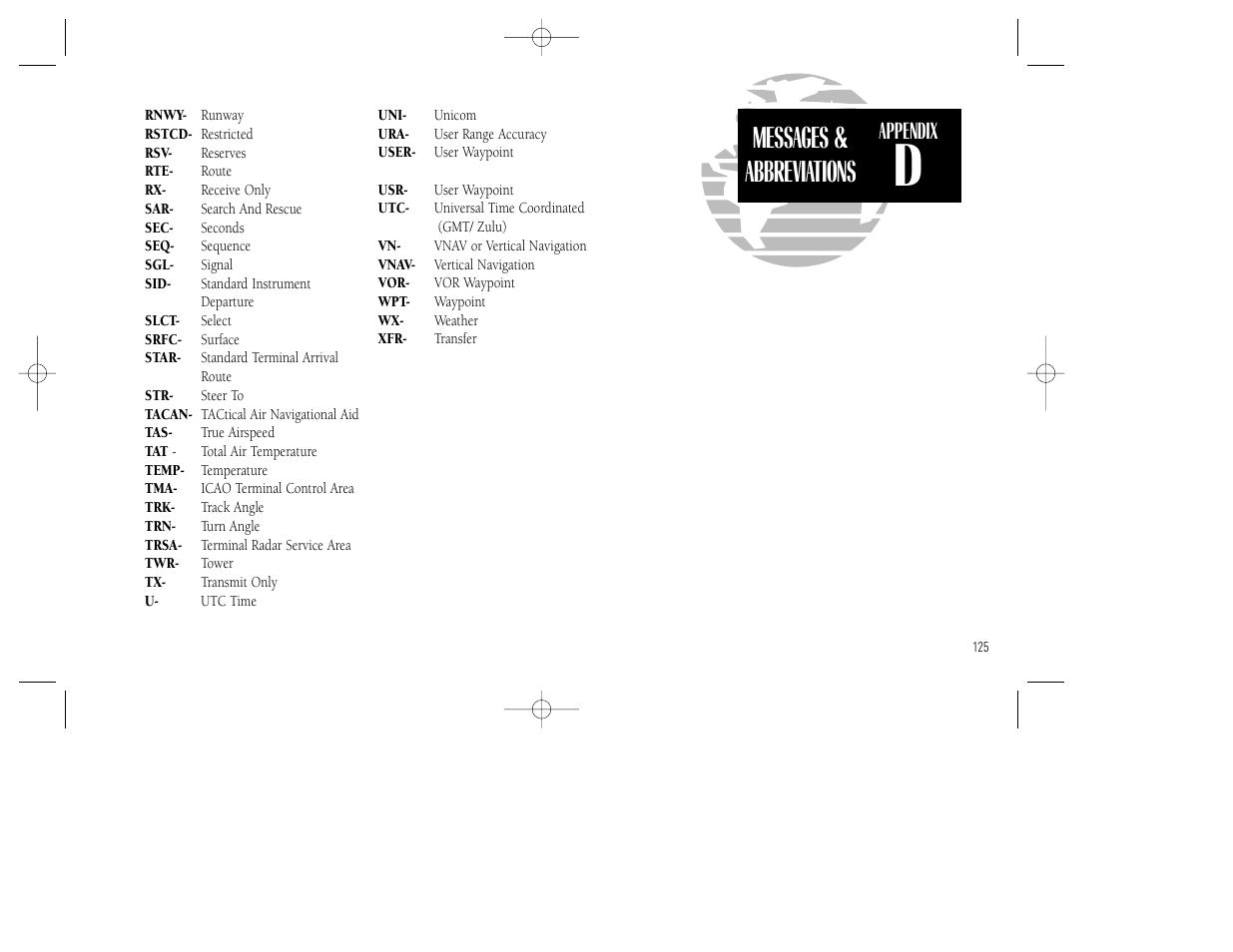 Messages & abbreviations | Garmin GNC 300XL TSO User Manual | Page 135 / 150