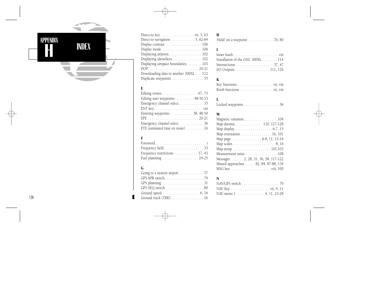 Index | Garmin GNC 300XL TSO User Manual | Page 146 / 150